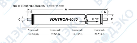 Мембрана обратноосмотическая Vontron 4" ULP21-4040